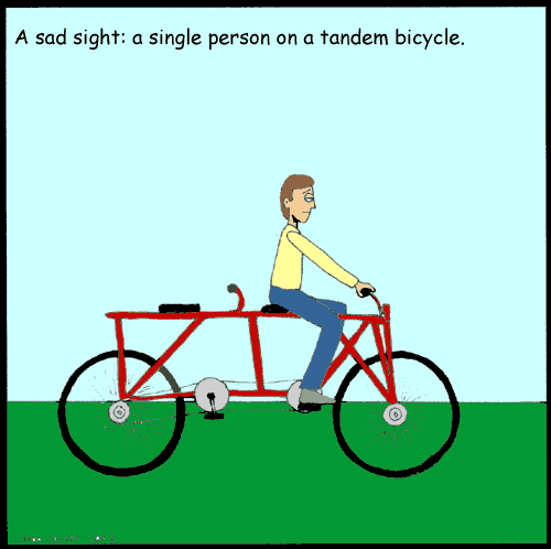 A single person on a tandem bike