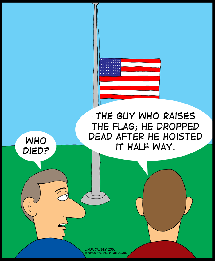 Guy died while raising flag to half mast